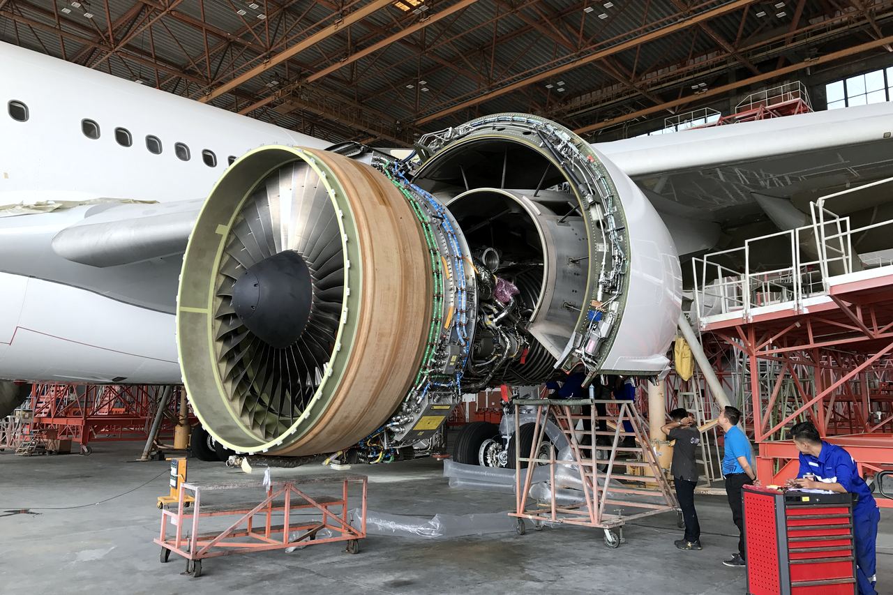 Engine opened up with the tooling alongside